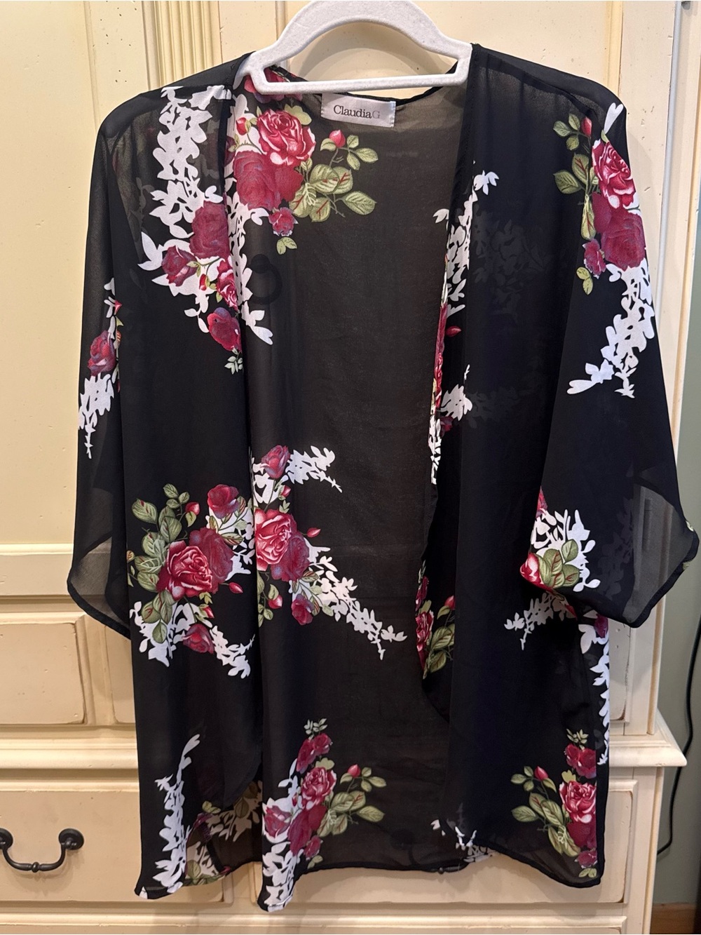 Floral Sheer Black Cardigan Kimono